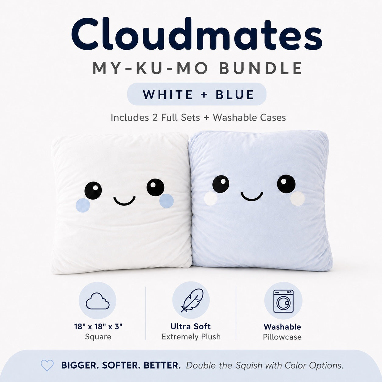 CLOUDMATES — Matching Smiley Face Pillow Sets